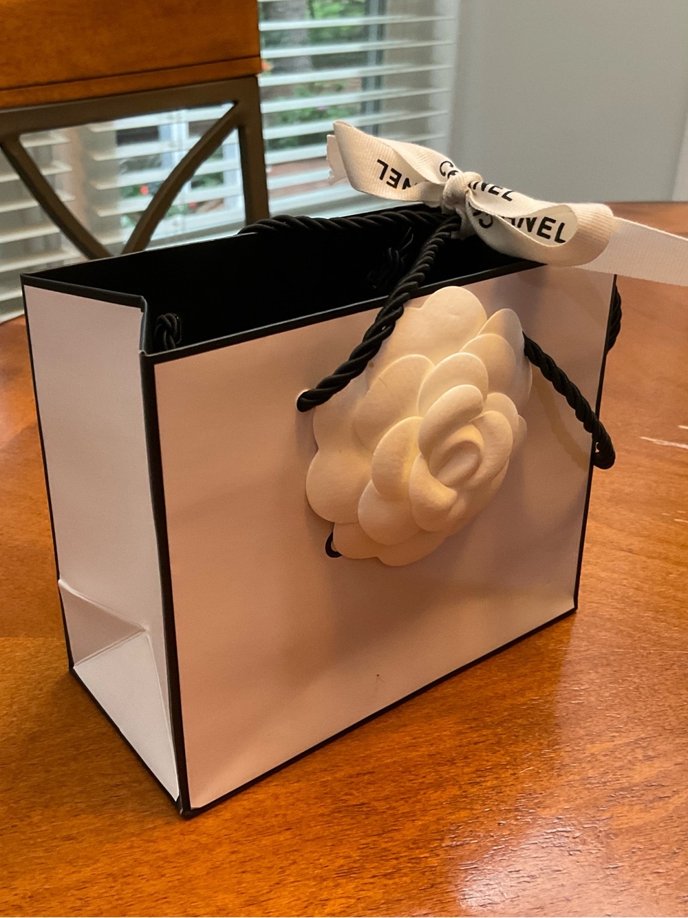 CHANEL Gift bag with Camelia and ribbon. AUTHENTIC. NWT